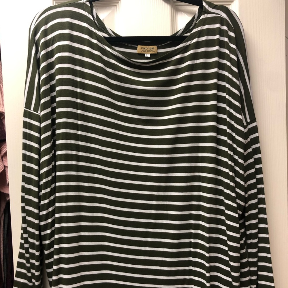 Green and white striped top